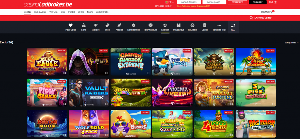 Ladbrokes Casino jeux exclusifs