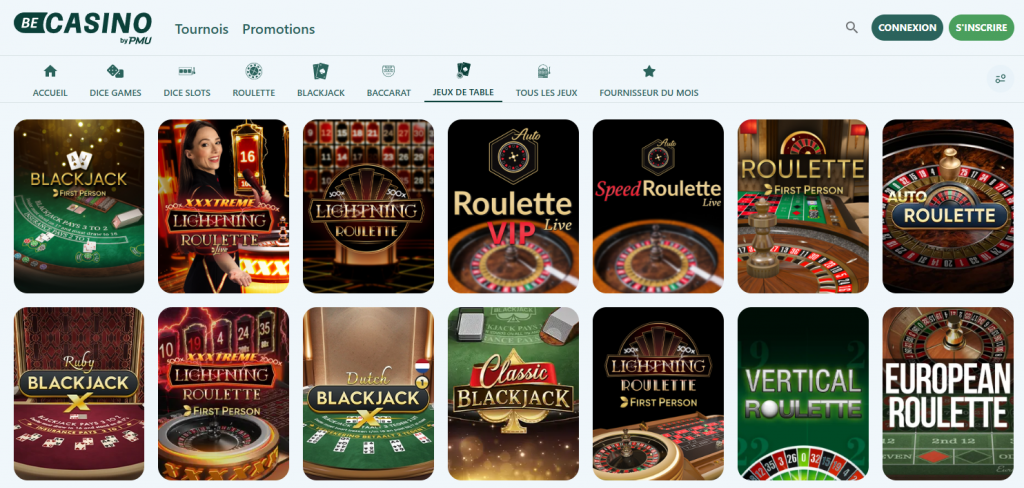 BeCasino jeux live